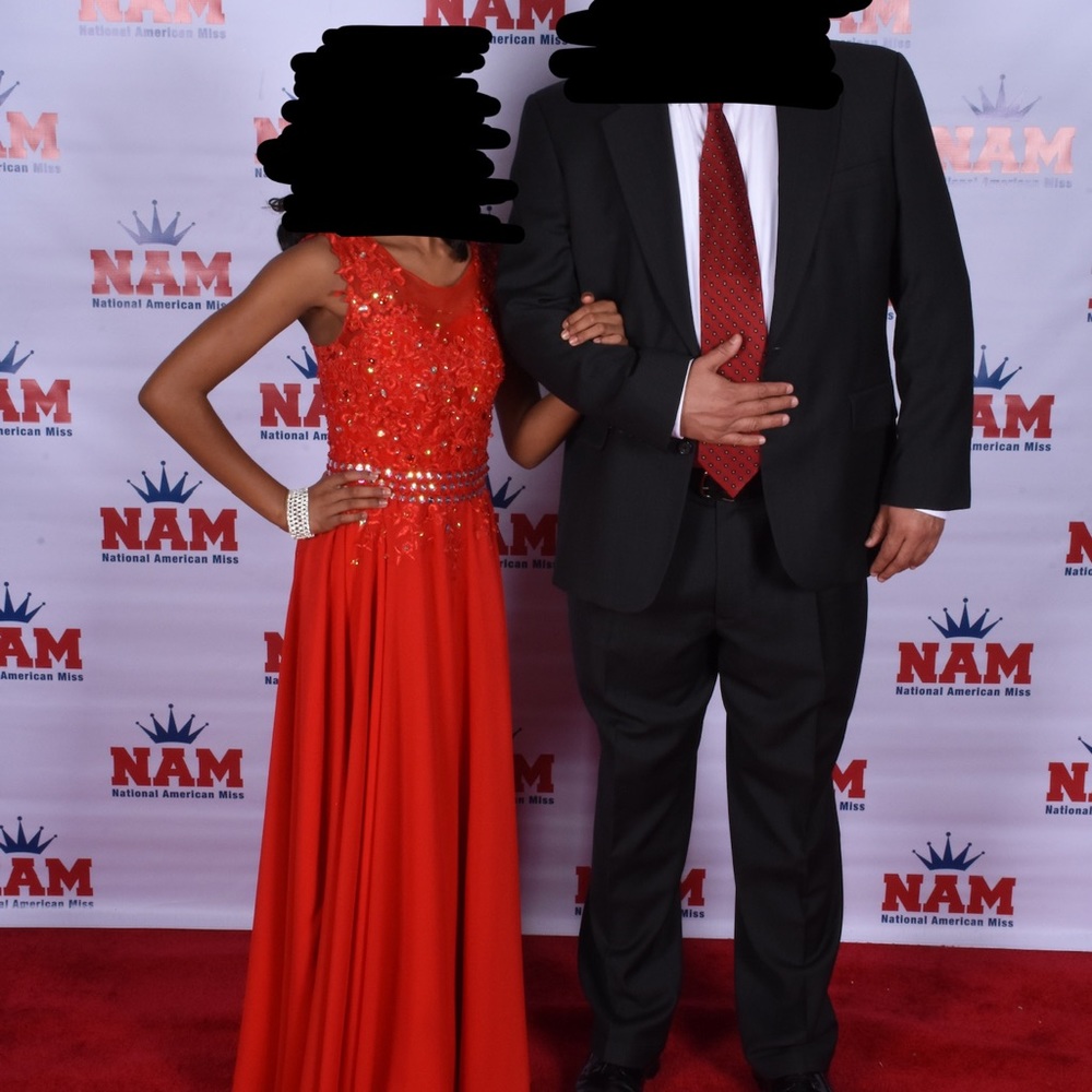 red ballgown
